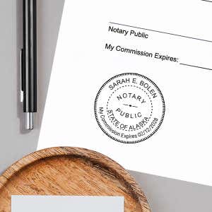 Alaska Notary Pink Seal Embosser Impression Example on Paper