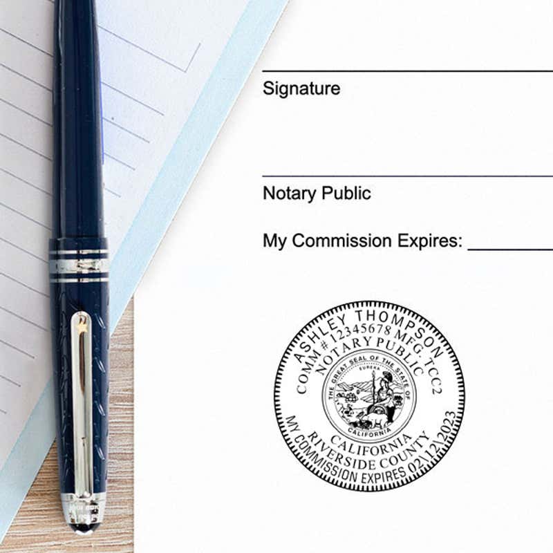 Example of California Notary Pink Seal Embosser - Round