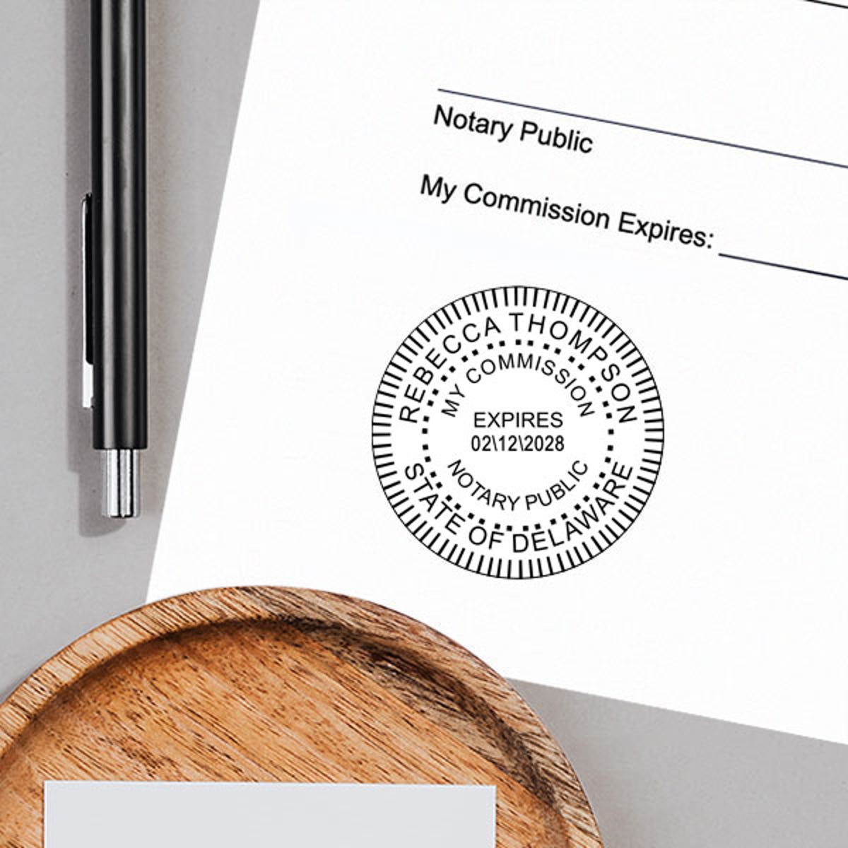 Example of Delaware Notary Pink Seal Embosser - Round