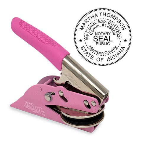 Indiana Notary Round Pink Seal Embosser