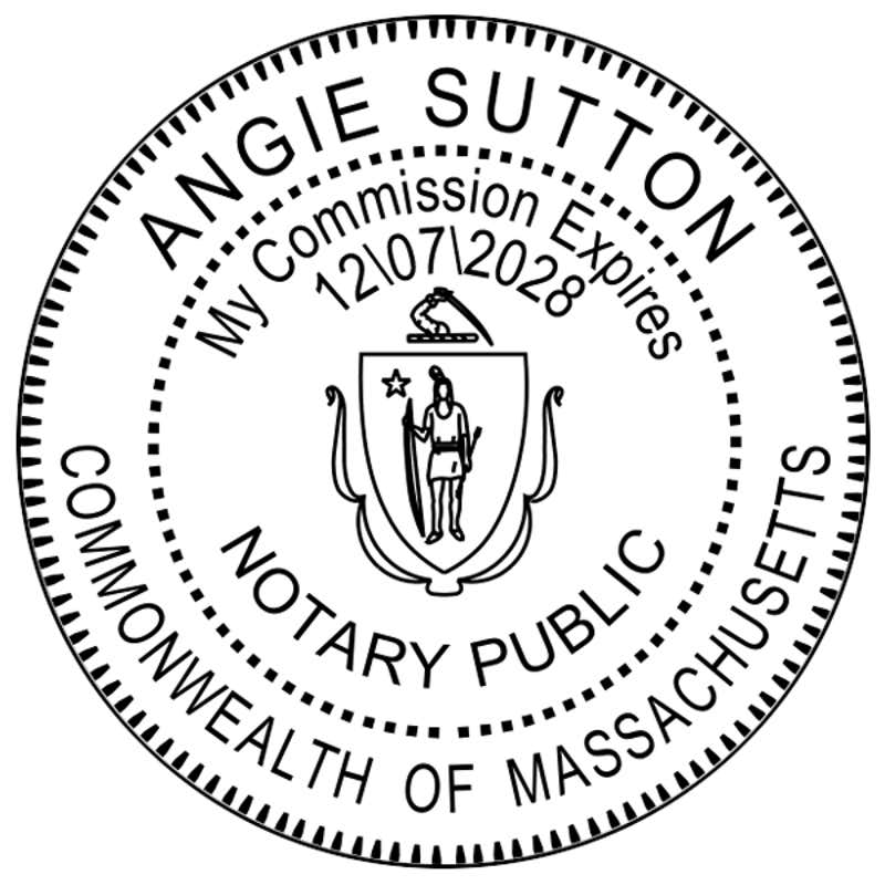 Impression Only of Massachusetts Notary Pink Seal Embosser - Round