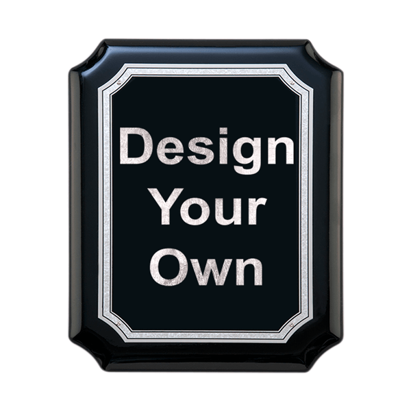 Scalloped Corner 8" x 10 &frac12;" Gloss Black and Silver Wall Plaque