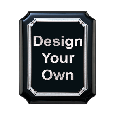 Gloss Black and Gold 8" x 10 1/2" Wall Plaque with Scalloped Corners