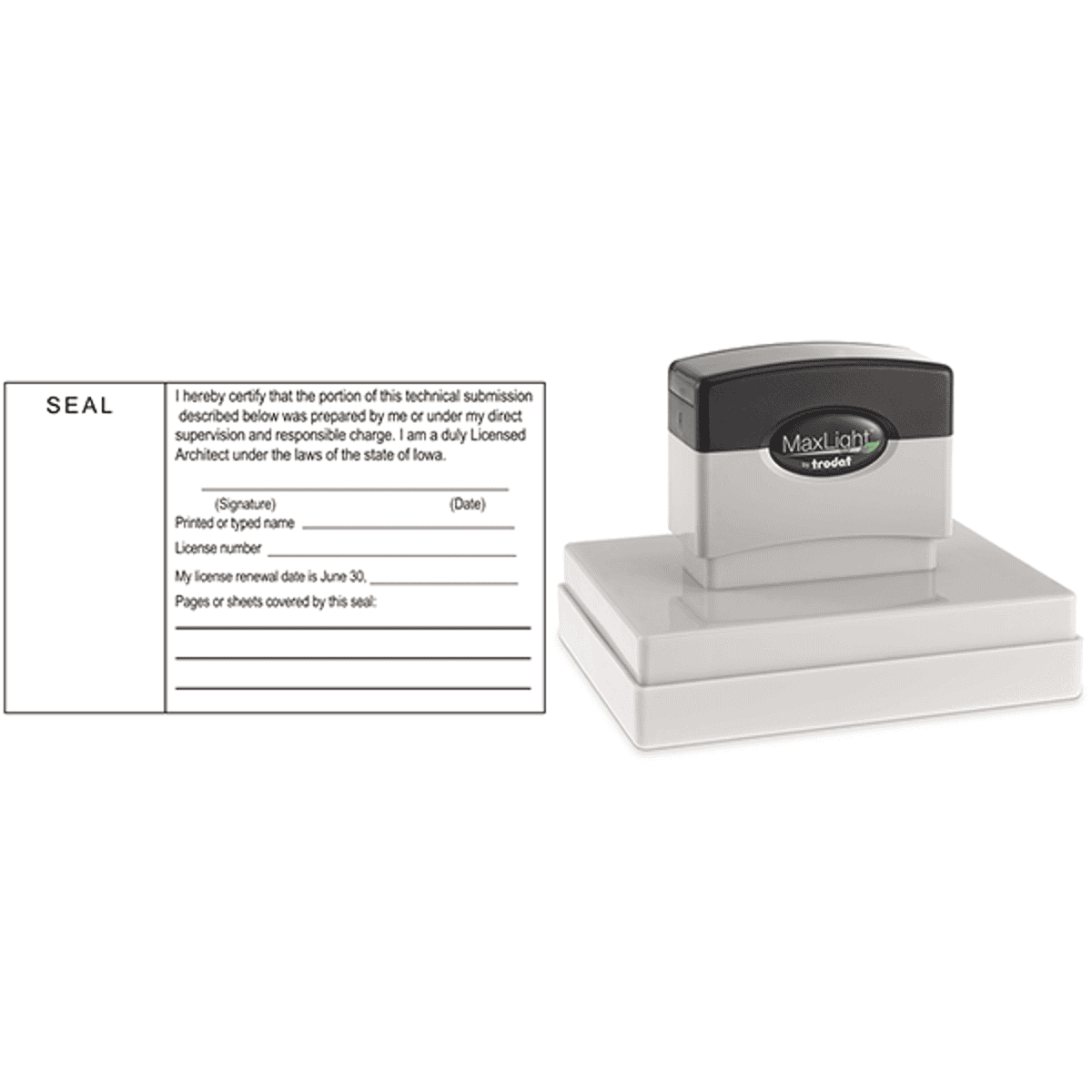 State Of Iowa Architect Document Stamp Body and Design