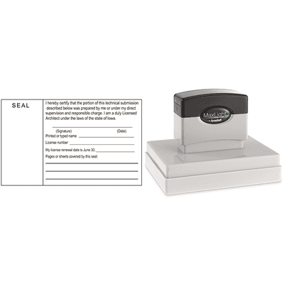 State Of Iowa Architect Document Stamp Seal - alternate view