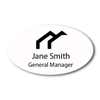 Laser Engraved Oval White Name Tag - 1.75" x 3"