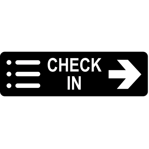 Check-In Right 3" x 10" Arrow Sign