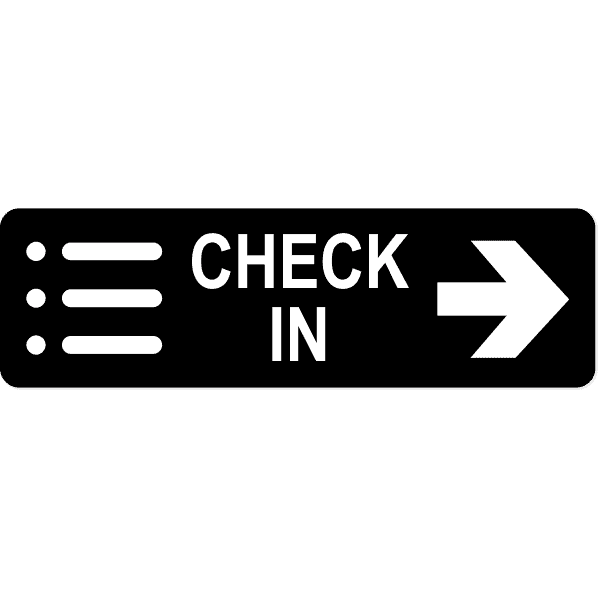 Check-In Right 3" x 10" Arrow Sign