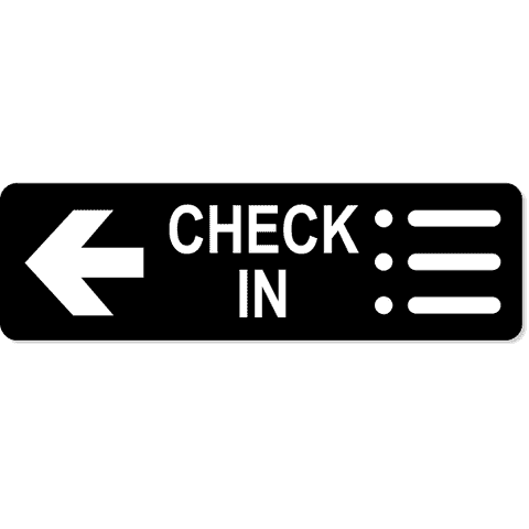 Check-In Left 3" x 10" Arrow Sign