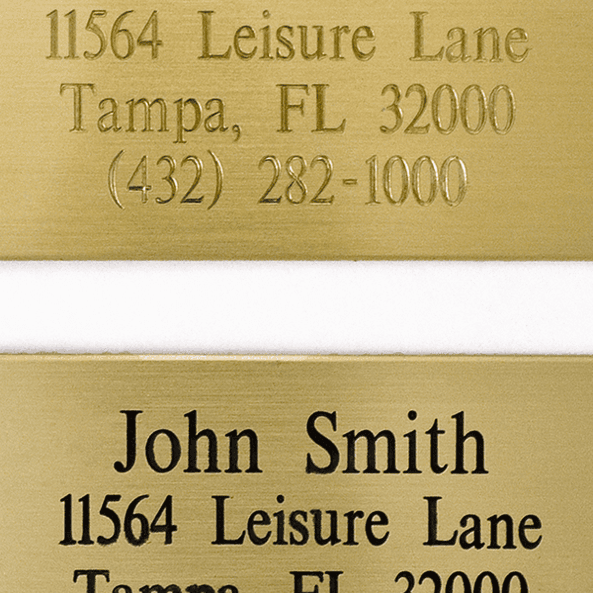Two examples of 2" x 6" brass plates