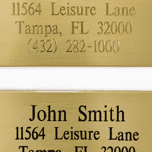 Example of oxidized and etched brass signs