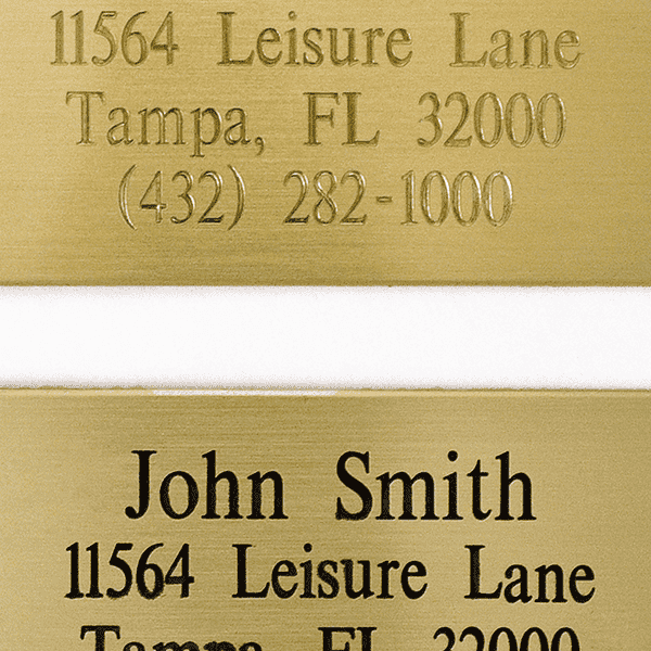 Example of oxidized and etched brass signs