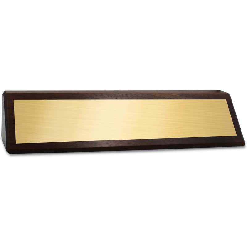 2" x 8 1/2" Genuine Walnut Desk Wedge with Gold Name Plate