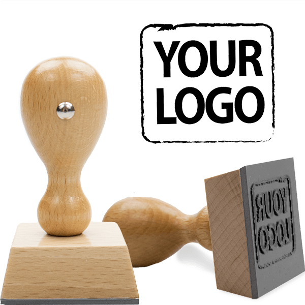 Small Wood Handle Custom Logo Stamp