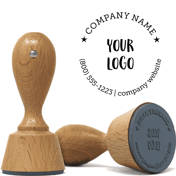 Custom Text Logo European Wood Handle Stamp