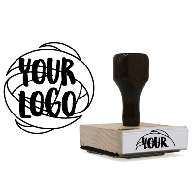 XL Wood Handle Custom Logo Stamp - 4" by 4"  - alternate view