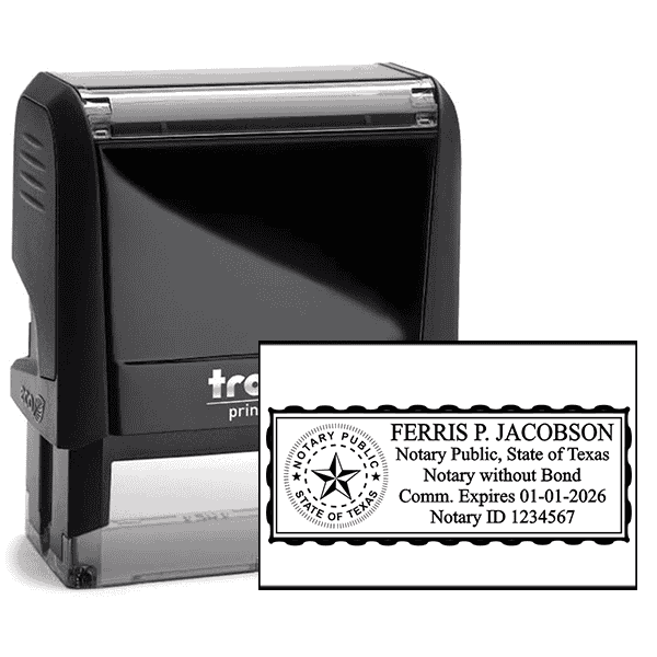 Texas without Bond Rectangle Notary Seal