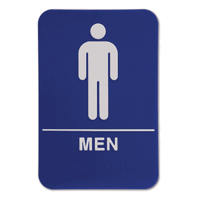 Blue Men's ADA Braille Restroom Sign | 9" x 6"