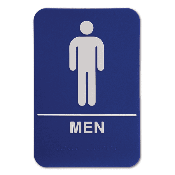 Blue Men's 9" x 6" ADA Braille Restroom Sign