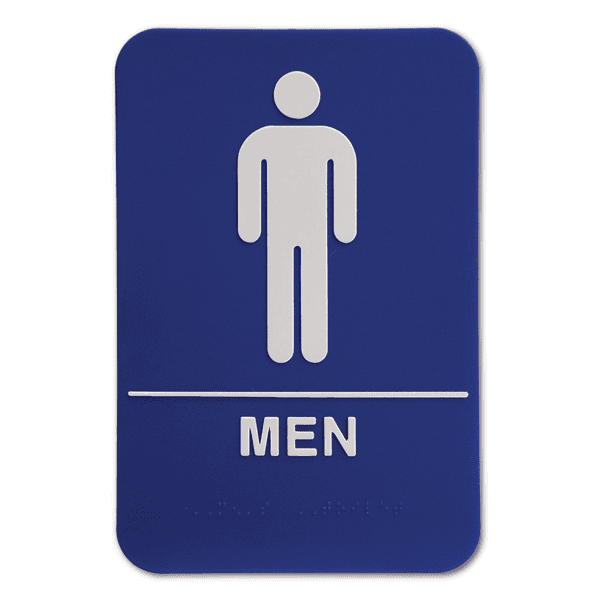 Blue Men's 9" x 6" ADA Braille Restroom Sign