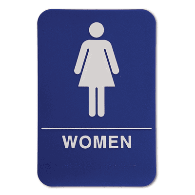 Blue Women's ADA Braille Restroom Sign | 9" x 6"