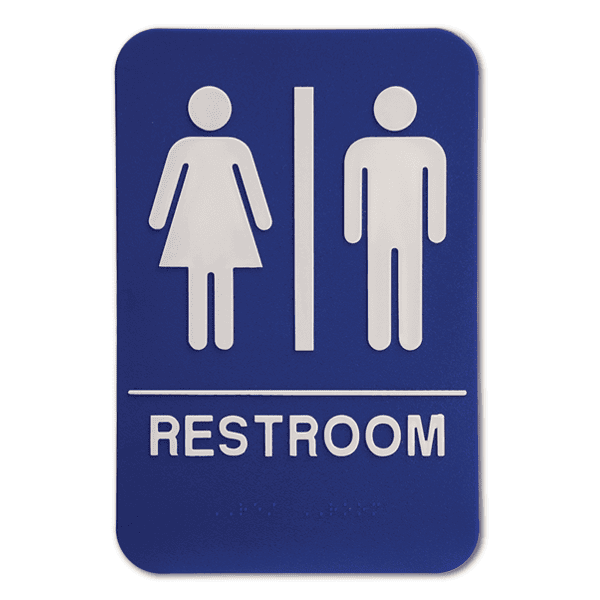 Blue Unisex 9" x 6" ADA Braille Restroom Sign