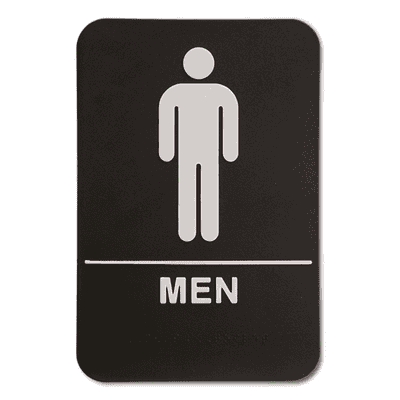 Black Men's ADA Braille Restroom Sign | 9" x 6"