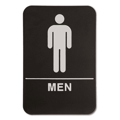 Black Men's ADA Braille Restroom Sign | 9" x 6"