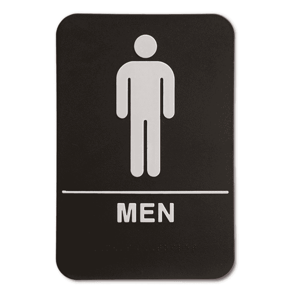 Black Men's 9" x 6" ADA Braille Restroom Sign