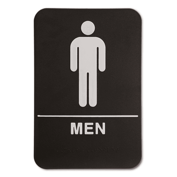 Black Men's 9" x 6" ADA Braille Restroom Sign