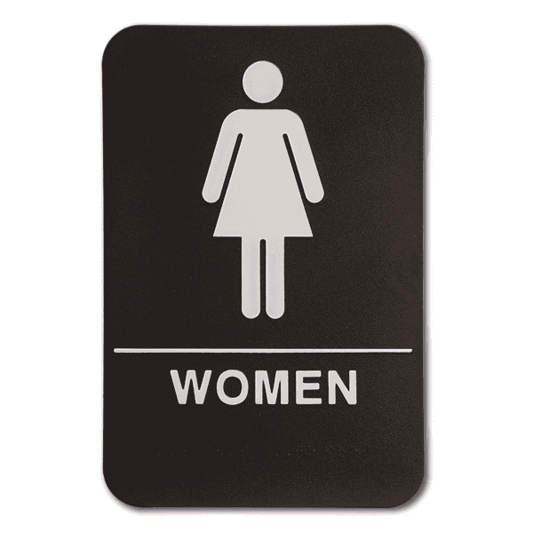 Black Women's 9" x 6" ADA Braille Restroom Sign