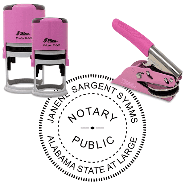Alabama Round Pink Notary Seal