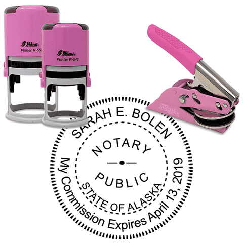 Alaska Round Pink Notary Seal