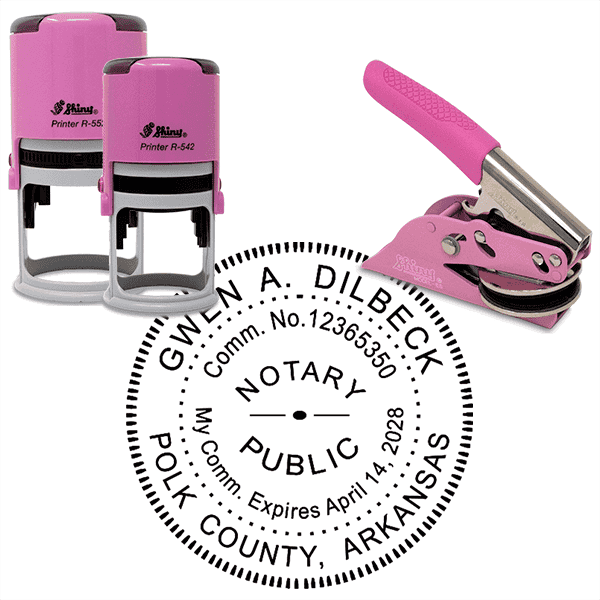 Arkansas Round Pink Notary Seal