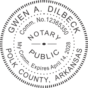 Arkansas Notary Pink - Round Design Imprint Example