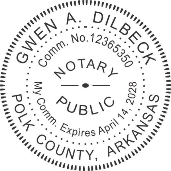 Arkansas Notary Pink - Round Design Imprint Example