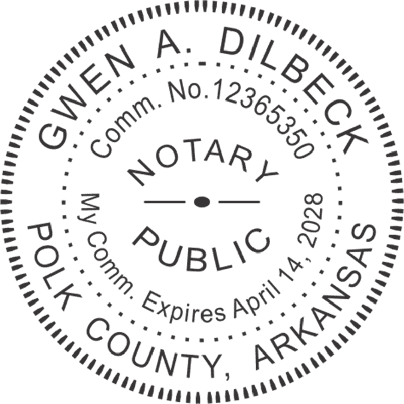 Arkansas Notary Pink - Round Design Imprint Example