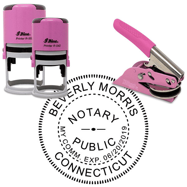 Connecticut Round Pink Notary Seal