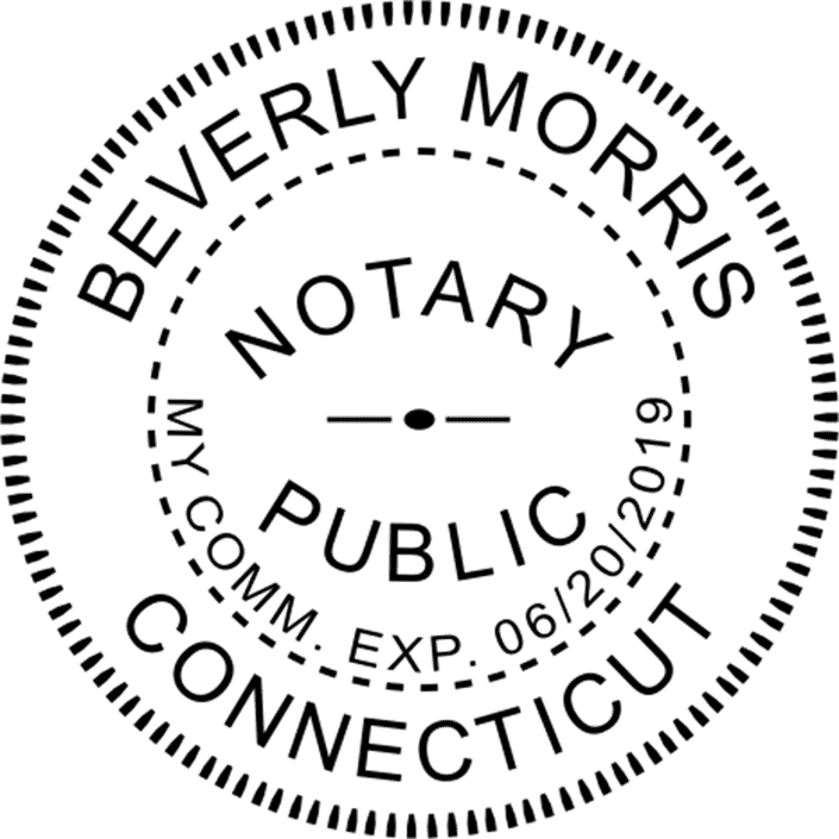 Connecticut Notary Pink - Round Design Imprint Example