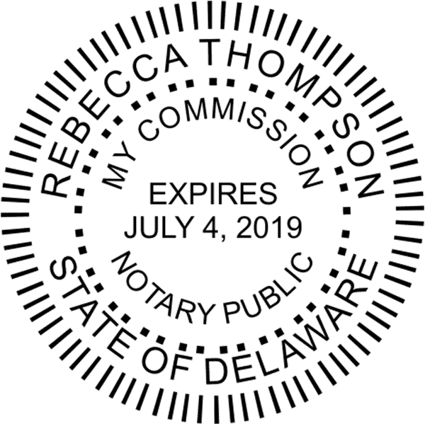 Delaware Notary Pink - Round Design Imprint Example