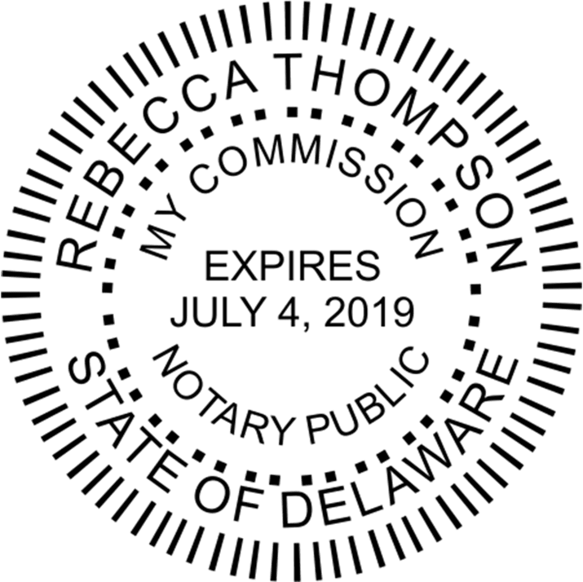 Delaware Notary Pink - Round Design Imprint Example