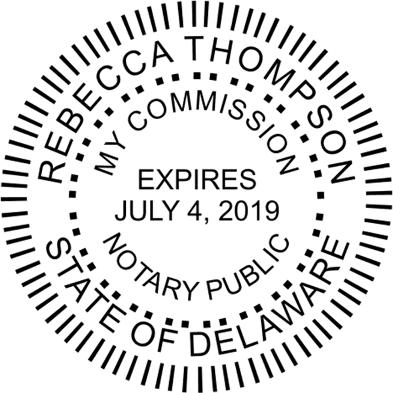 Delaware Notary Pink - Round Design Imprint Example
