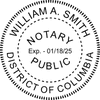 District of Columbia Notary Pink Seal - Round Design Imprint Example
