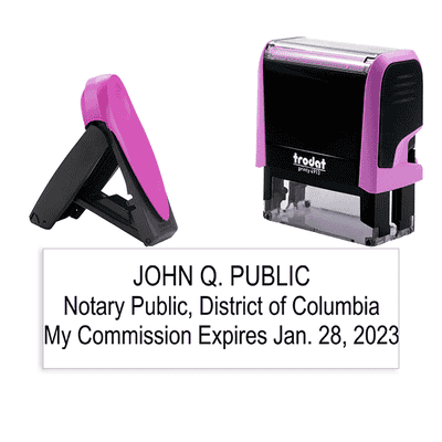 District of Columbia Notary Pink Stamp - Rectangle