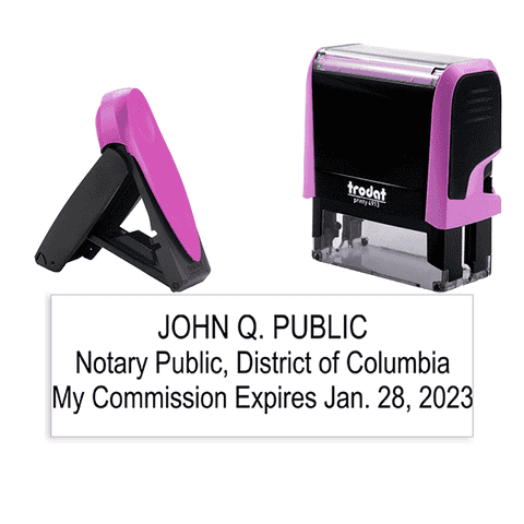 District of Columbia Pink Rectangle Notary Stamp