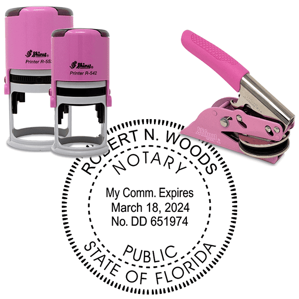 Florida Round Pink Notary Seal
