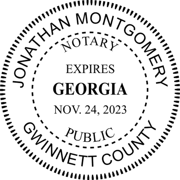 Georgia Notary Pink with Expiration - Round Design Imprint Example