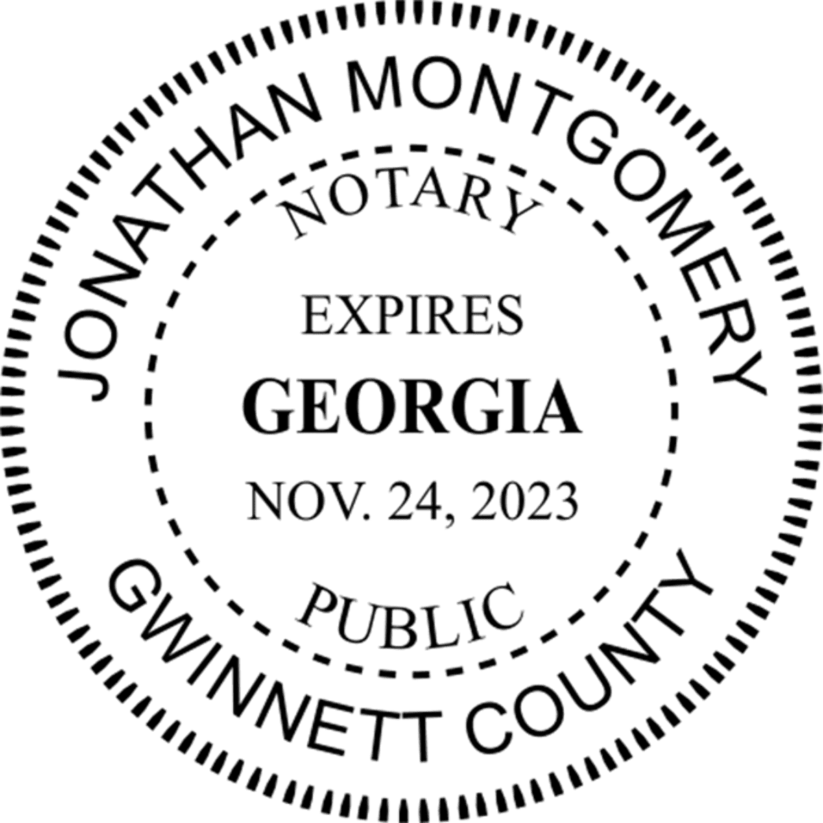 Georgia Notary Pink with Expiration - Round Design Imprint Example