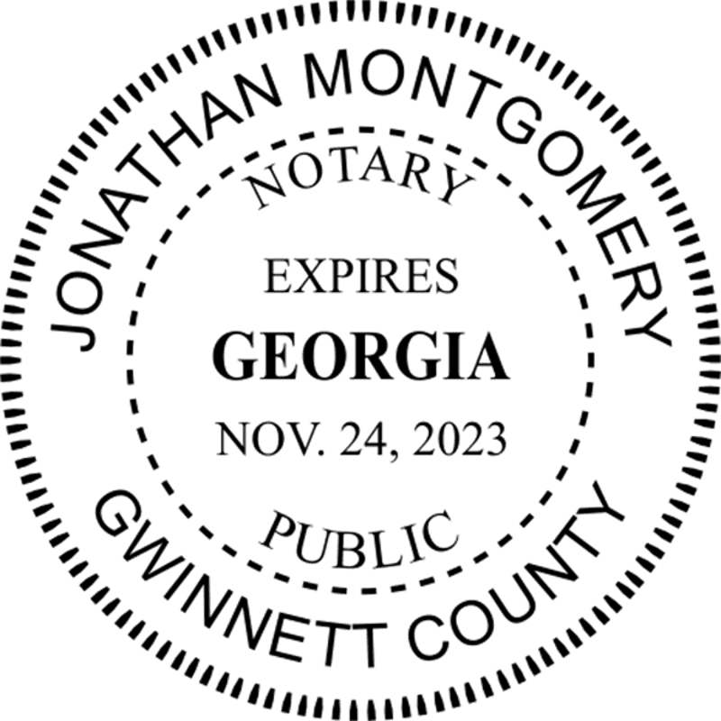 Georgia Notary Pink with Expiration - Round Design Imprint Example