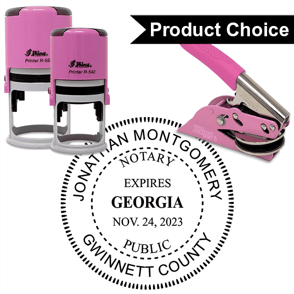 Georgia with Expiration Round Pink Notary Seal